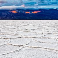 Gap light on the the Peniment Range that rises over Death Valley's Bad Water.