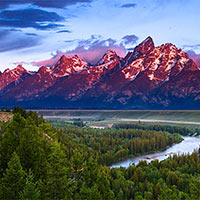 Dawn on the east facing range is spectacular from almost any vantage point. This particular overlook lets you take in the meandering river, mountains and sky as a new day breaks.