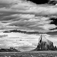 Located on the Navajo Nation's North East corner it can be seen from over 80 miles away. In the midst of a clearing storm the peak cuts quite a dramatic pose.